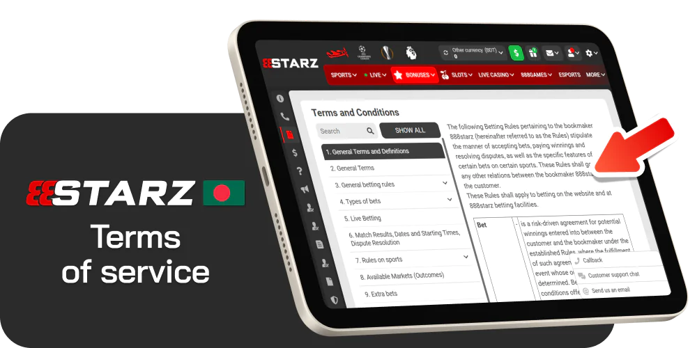 Check out terms and conditions before playing at 888starz